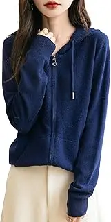 [Chanyarn] Women's 100% Merino Wool Zip Up Hoodies 2025 Fall Winter Warm Long Sleeve Knit Sweatshirt Cardigan with Pocket