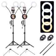 2x 7" Dual LED Ring Light 4 Tripod Stand for Makeup Video Live Vlog Influencer