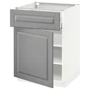 METOD / MAXIMERA base cabinet with drawer/door, white/Bodbyn grey, 60x60x80 cm