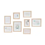 8 Piece Wall Photo Frame Set - Oak