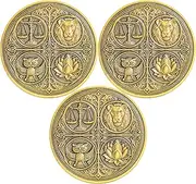The Cardinal Virtues Stoic Coin with Symbols of Justice, Courage, Wisdom, and Temperance (Pack of 3)
