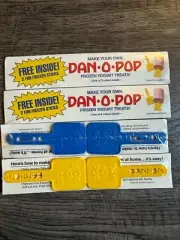 4 Vtg Dannon Dan-O-Pop Sticks - Yogurt Popsicle Sticks NEW Yellow Blue