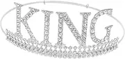FOMIYES King Crown for Men Vintage Birthday Party Headband Rhinestone Decoration for Cosplay Stage Performance Elegant Design Fits Head