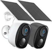 5MP Battery Camera WiFi Outdoor Solar Security Waterproof IP CCTV Indoor AI Motion Detection Spotlight Alarm(2K White Solar 128G)