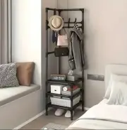 3 Layer Multi-functional Metal Coat Rack With Hooks - Space-Saving Solution