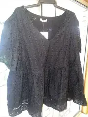 Atmos & Here Black Peplum Top Size 22