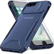 Asuwish Phone Case for iPhone 6plus 6splus 7plus 8plus i 6/6s/7/8 Plus with Screen Protector and Slide Camera Cover Rugged Cell iPhone6splus i Phone7s 7s 7+ 8s 8+ Phones8 6+ i6 6s+ Women Men Blue