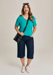 [Virtuelle] Taking Shape Cotton Cool Jade Bermuda Short Size 16 in Dark Indigo - Plus Size Women's Clothing Dark Indigo