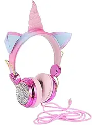 FELTECHELECTR Cute Cat Ear Headset Over Ear Headphones with Microphone for Gaming Lightweight Portable Design for Adults Compatible with Computer Laptop Phone