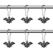 Bat Shower Curtain Hooks for Halloween Theme Decoration Bathroom Shower Rods, Rustproof Stainless Steel Shower Curtain Rings for Halloween Party Gothic Haunted