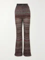 [Missoni] Missoni - Sequin-embellished Striped Metallic Crochet-knit Flared Pants - Multi - IT38 IT 38 Multi