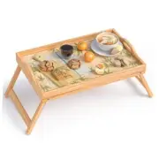 Bamboo Bed Tray Table, Breakfast Tray w/Removable Bamboo Mat & Folding 1Pack