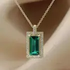 2Ct Emerald Cut Simulated Emerald Diamond Pendent 14K Yellow Gold Plated