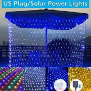Solar/US Plug Power LED Net Mesh Fairy String Lights Garden Yard Outdoor Decor