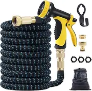 Garden Hose 100ft 30m, Expanding Water Hose Pipe with 3/4"&1/2" Solid Brass Connectors, 10 Functions Spray