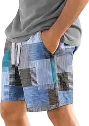 [PHJTOMK] Mens Ethnic Pattern Jogger Shorts Men Straight Drawstring Beach Short with Pocket Casual Big and Tall Workout Short