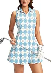 [Viodia] Women's Tennis Golf Dress with Shorts Active Exercise Workout Sports Athletic Dresses for Women with Zipper Pockets