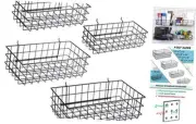 Pegboard Baskets, Set of 4 - Hooks to Any Peg a. Sizes S+M+L+XL Pack Black