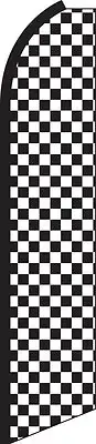 Checkered Black White Swooper Flag Feather Super Bow Banner