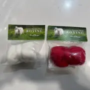 2pk White Red 100% Merino Wool Roving 1 Oz Ea Desert Breeze Natural New