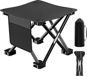 VSSOLO Camping Stool. Upgraded 13 Inch Portable Folding Stool.Lightweight Stool Ideal for Adult Fishing Outdoor Walking Beach Picnics Can Hold up to 450lbs (Black)