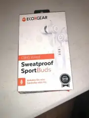 ECOXGEAR CB10 Wired SweatProof Sport Buds with Microphone - White
