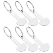 6 Pcs Token Keychain Shopping Trolley Coin Keyring Stainless Steel