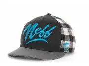 Neff Brawney Snapback Adjustable Hat Cap Lid Snow Surf Skate Black & Blue Plaid