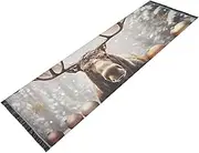 ZRYSMY Washable Runner Rug Moose Christmas Snowflake 2’ x 6’ Non-Slip Floor Carpet Runner Rug for Hallways Kitchen Laundry Room Bedroom Floor Carpet Runner- Soft Thin Mat for Family Pet