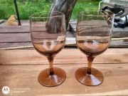 Vintage Noritake Viewpoint, Japan Set of Two, Amber Wine Glasses