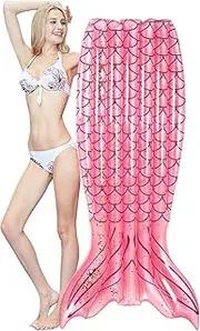 Giant Inflatable Pool Floats, Mermaid Outdoor Inflatable Lounge Chair Floating Bed, Pool Tube Pool Float Ride-on Raft Floatie Mermaid Tail Pool Floats Swim Ring for Pool Parties Water Beach
