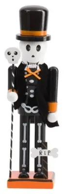 Wooden Halloween Nutcracker, 14", CANDY CORN MAN IN TUXEDO IN BLACK & ORANGE HAT