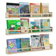 Nursery Bookshelves Wall Mounted，32inch，Set of 3, Wood Floating Wall Bookshelf