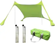Beach Shade - Outdoor Sun Shade UPF50+ | Portable Wind-Proof Sunshade Beach Tent for Park Vacation Family Outing Camping Fishing Picnic