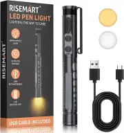 RISEMART Pen Light for Nurse, Rechargeable LED Medical Penlight, Warm/Cool White