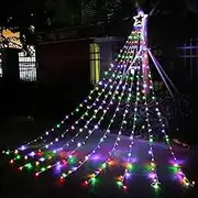 Outdoor Star String Lights, 317 LED 11.5 ft Waterfall Tree Lights With 8 Memory Lighting Modes & Timer for Christmas, Yard, Indoor, Festival, Party Decorations