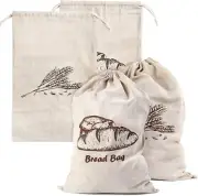 Linen Bread Bags for Homemade Bread Container, 4 Pcs 17.5 X11.5 Inches Unbleache
