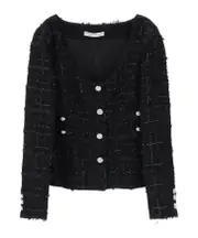 Alessandra Rich Sequin Checked Tweed Jacket IT44 Black