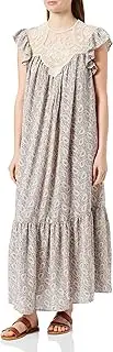 [FENIA] Women's Maxi Dress with All-Over Print Dress, Wool White, Multi-Coloured