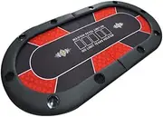 Portable Foldable Poker Table Top Oval Padded Folding 2-in-1 Poker Game Table with Carrying Case for 10 Players Easy to Roll Up and Pack Away