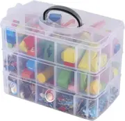 Stackable Storage Bin with 30 Adjustable Compartments, 3 Tier Clear Plastic C...