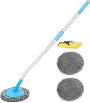 BlueFire 64'' Car Wash Brush Mop, Car Wash Cleaning Mop, 180° Rotatable Wet and Dry Dual Use Cleaning Tool with Long Handle Kit for Washing Detailing Cars Truck, SUV, RV, Trailer(Blue)