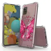 For SAMSUNG FOR GALAXY A11(A115) 6.4" PINK BUTTERFLY Clear SHOCKPROOF Case Cover