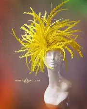 Aimee Fuller Kentucky Derby Fascinator Big Hat Lemon Yellow Banana Royal Ascot