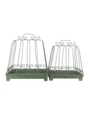 [Willow & Silk] Nested Handbag Conservatory Planters Set of 2 in Distressed Green