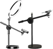 1/2 Led Selfie - Led Light, Phone Arm Stand | Articulating Arm Cell Holder with Led Ring Light, Led Selfie Light, Extendable Tripod Stand for Live Streaming, Online Teaching