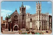 c1960s Columbus Circle Syracuse NY Postcard Carnegie Library Cathedral Chrome