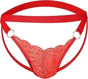 [KEOYA] Mens Transparent Lace Thongs Sexy Thin Jock Strap G-Strings Low Waist Hollow-Out Thong Panties