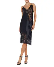 L'Agence Diya Silk Lace Slip Dress