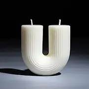U Shaped White Ribbed Soy Wax Scented Candle - Minimalist Geometric Decorative Handmade Long Lasting for Bedroom Wedding Birthday Decor - Cool Aesthetic